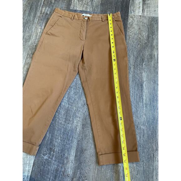 0039 ITALY Womens Pants Size Small Stretch Tan Brown Cropped Capri Quiet Luxury - Picture 14 of 14